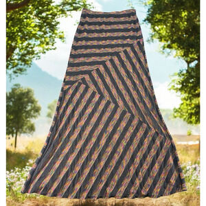 Bohemian Gypsy Maxi Skirt Women's Size Small Stretch Rainbow Stripe Festival